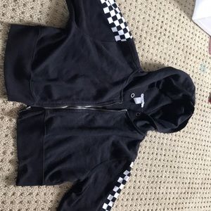Cropped checkered forever 21 black hoodie